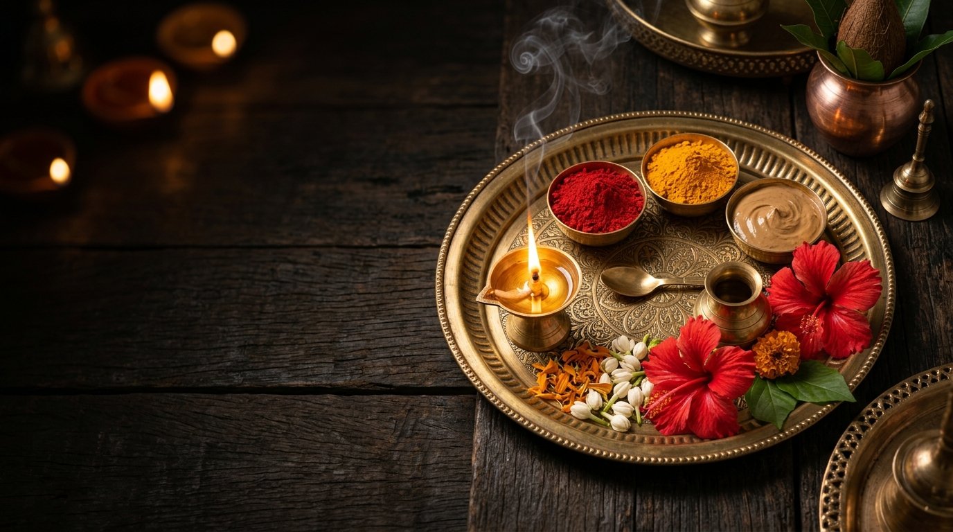 Mantrakshata Triveni Combo (Kumkum + Arishina + Chandana) serving inspiration